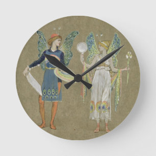Elfe und feenhafte Maler, "vom Schneemann" 1899 Runde Wanduhr