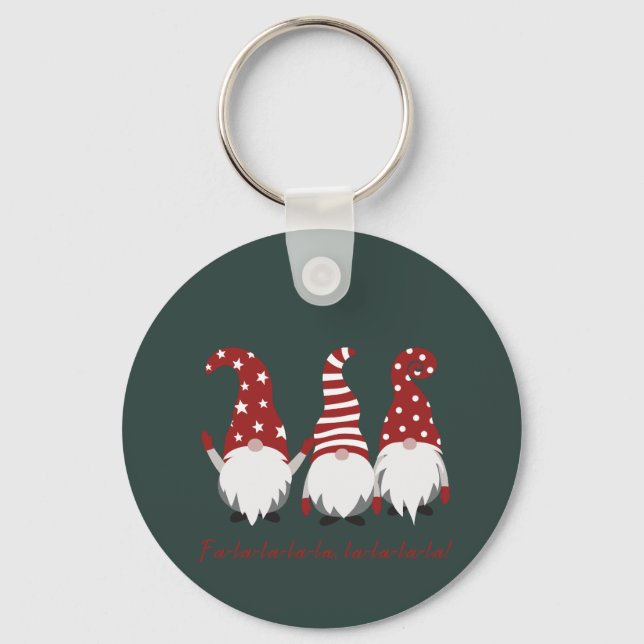 Elfen in Hats Fa La La La Schlüsselanhänger (Vorderseite)