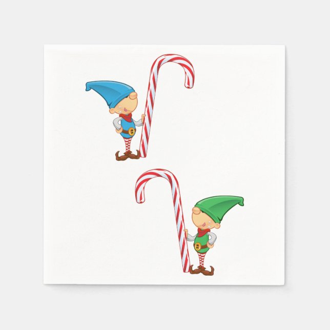 Elfen mit Candy Canes Paper Napkins Serviette (Vorderseite)