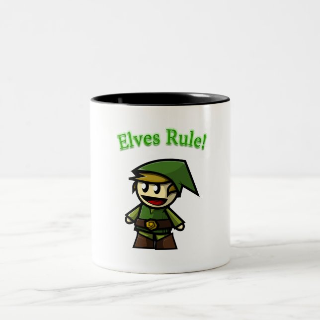 Elfen Regel! Zweifarbige Tasse (Mittel)