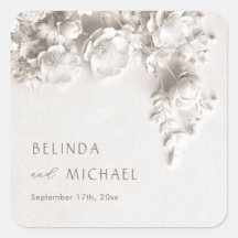 Elfenbein 3D Blumen Rosen Minimalistische Hochzeit