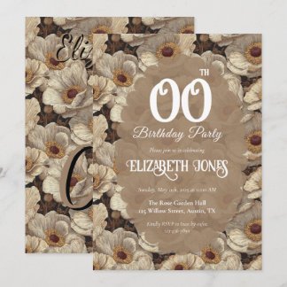 Elfenbein-Anemonen Geburtstagsgeschenk für Opa Einladung