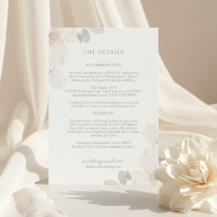 Elfenbein Aquarell Blumen Hochzeits-Details Kart Einladung