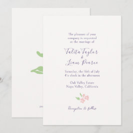 Elfenbein | Aquarell-Blumen-Script-Hochzeit Einladung