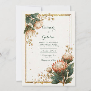 Elfenbein Astrantia Gold Folie Hochzeit Einladung