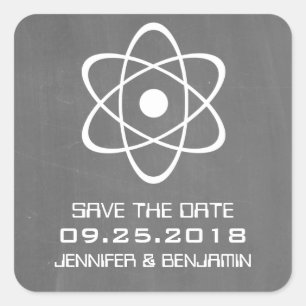 Elfenbein Atomic Schultafel Save-the-Date-Aufklebe Quadratischer Aufkleber