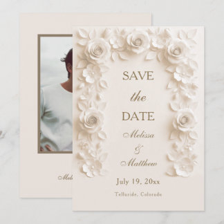 Elfenbein-Barock-Blumenrahmen Save The Date Karte