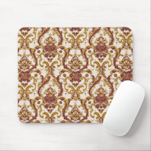 Elfenbein-Barockornament mit Gold und Burgunderrot Mousepad