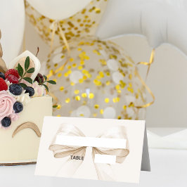 Elfenbein beige Schleife Platzkarten | Elegant gef