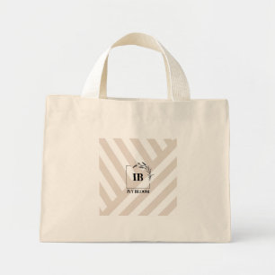 Elfenbein Beige Streifen Monogram Mini-Tasche Mini Stoffbeutel