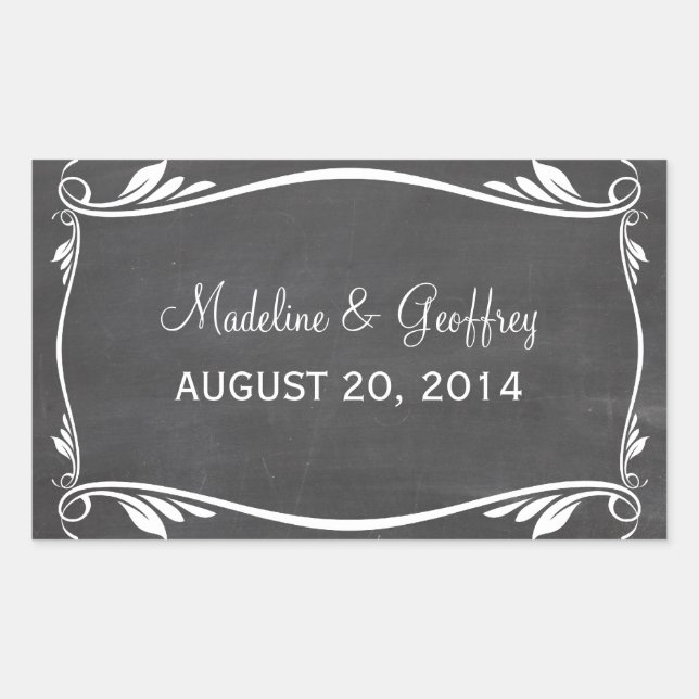 Elfenbein Blüht Chalkboard Wedding Stickers (Vorderseite)