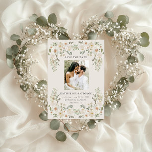 Elfenbein Blumen Garten Elegant Save-the-Date Save The Date