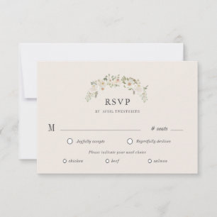 Elfenbein Blumen Garten Hochzeit RSVP Mahlzeit Wah Karte
