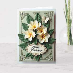Elfenbein-Blumen-Geburtstagskarte Karte