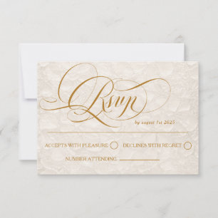 Elfenbein Blumen Hochzeit altes Geld RSVP Karte