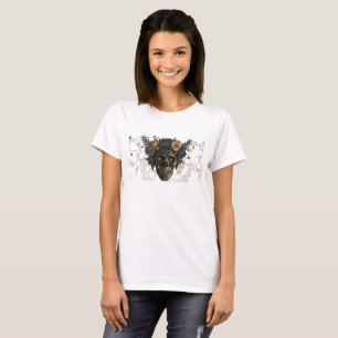 Elfenbein-Blumen-Schädel-Halloween-Kostüm-Shirt T-Shirt