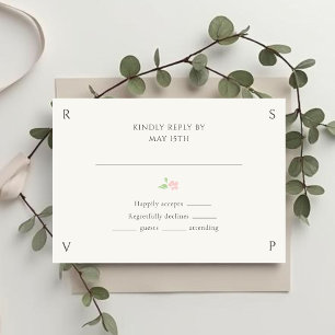 Elfenbein Blumenrose Hochzeit RSVP Karte