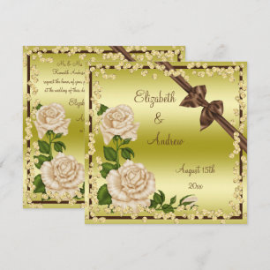 Elfenbein-Blüte, Bögen u. Diamant-Hochzeit Einladung