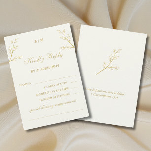 Elfenbein Botanische Christliche Hochzeits-RSVP-Ka RSVP Karte