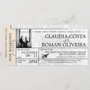 Elfenbein Brasilien Hochzeit Boarding Pass Einladu