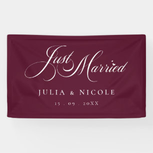 Elfenbein Burgund Hochzeitsschild für Frischvermäh Banner