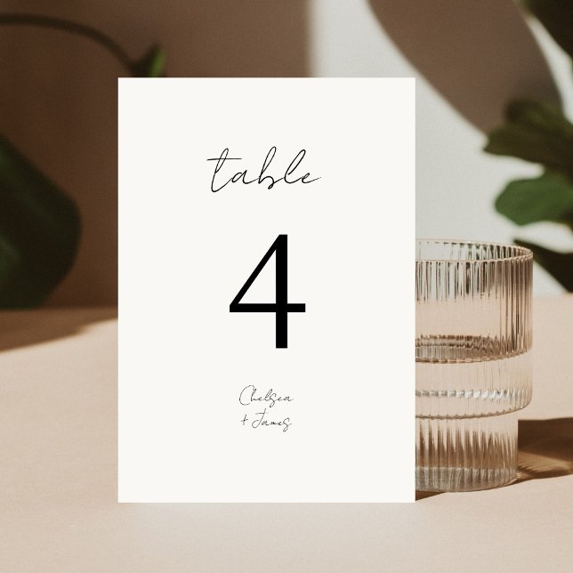 Elfenbein | Chic B&W Minimalistisch Wedding Tischnummer (Von Creator hochgeladen)