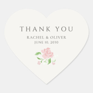 Elfenbein Chic Blush Hochzeit Danke Herz-Aufkleber