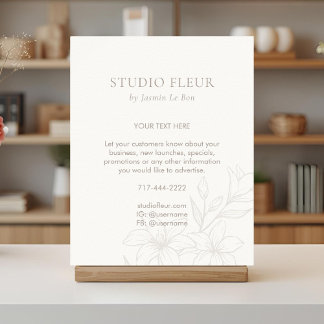 Elfenbein | Chic Floral Text Förderung Poster
