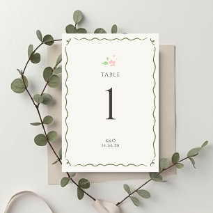 Elfenbein   Chic Florale Hochzeit Tischnummer Kart