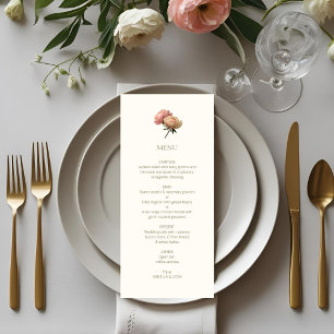 Elfenbein Chic Florale Rosenhochzeit Menükarte