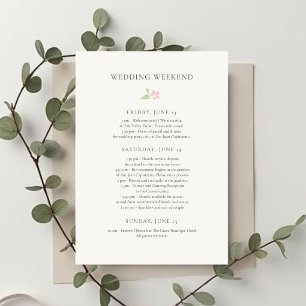 Elfenbein   Chic-Hochzeitswochenende-Reiseplan-Zei Einladung
