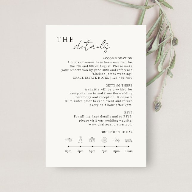 Elfenbein | Chic Minimalistisch Wedding Details Ic Begleitkarte (Von Creator hochgeladen)