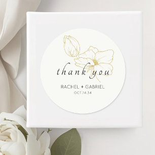 Elfenbein Chic Modern Floral Wedding Runder Aufkleber