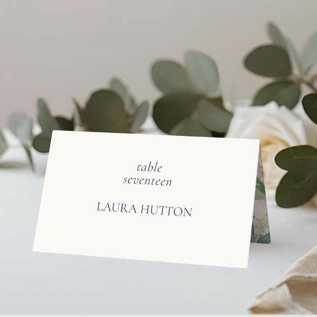 Elfenbein | Chic Monogramm Florale Hochzeit  Platzkarte (Von Creator hochgeladen)