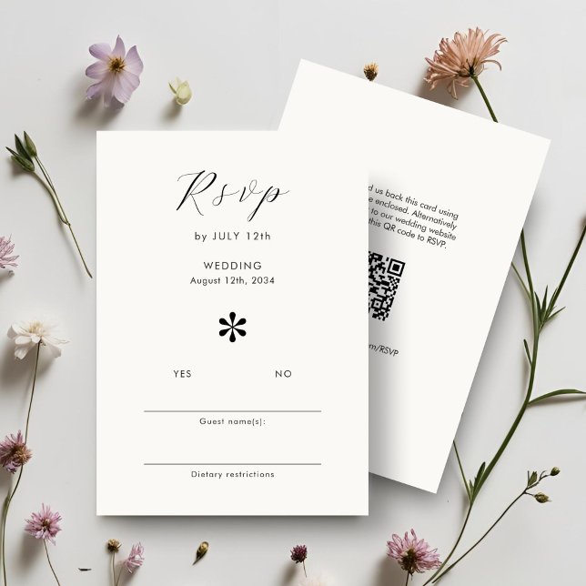 Elfenbein | Chic QR Code Wedding RSVP Karte (Von Creator hochgeladen)