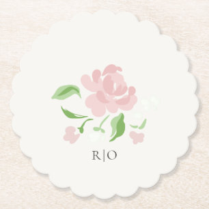 Elfenbein Chic Rosafarbene Florale Hochzeit Untersetzer