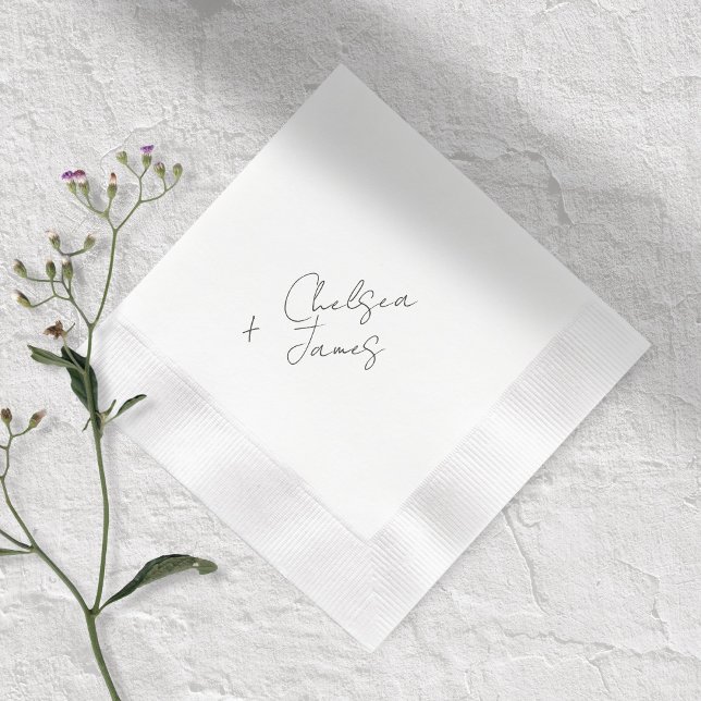 Elfenbein | Chic Script Minimalistisch Hochzeitsei Serviette (Von Creator hochgeladen)
