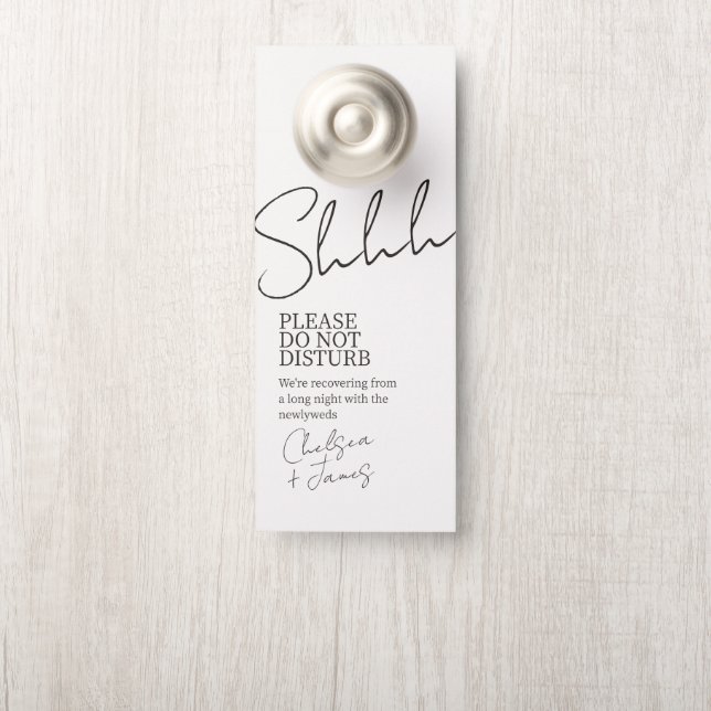 Elfenbein | Chic Script Minimalistisch Wedding Türanhänger (Auf Knauf)