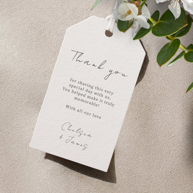 Elfenbein | Chic Script Wedding Vielen Dank für Ih Geschenkanhänger (Von Creator hochgeladen)