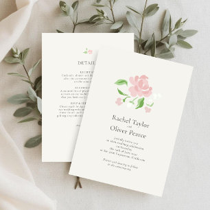 Elfenbein Chic Wasserfarbe Floral QR Hochzeit Einladung