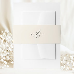 Elfenbein Creme Elegant Einfaches Monogramm Hochze Einladungsbanderole
