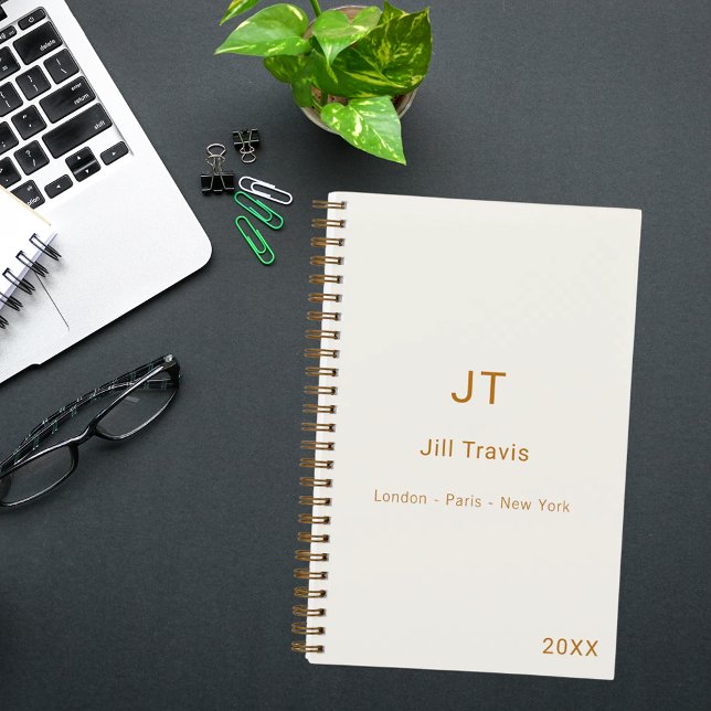 Elfenbein Creme Gold moderne minimalistische Luxus Notizbuch (Von Creator hochgeladen)