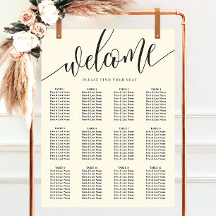Elfenbein-Creme-Minimalist-Hochzeits-Sitzplan Poster