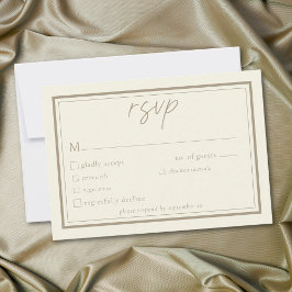 Elfenbein Creme Minimalist Rahmen Hochzeit RSVP Karte