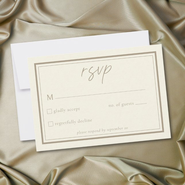Elfenbein Creme Minimalist Rahmen Hochzeit RSVP Karte (Ivory Cream Minimalist Frame Wedding RSVP Card)