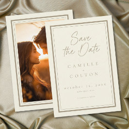 Elfenbein Creme Minimalist Rahmen Hochzeitsfoto Save The Date