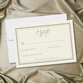 Elfenbein Creme Minimalistischer Rahmen Hochzeit RSVP Karte