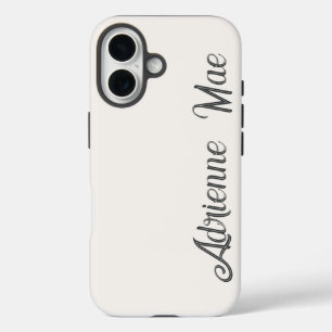 Elfenbein-Creme Moderne Schrift Monogramm-Name iPhone 16 Hülle
