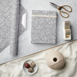 Elfenbein Ecru Blätter Florales Kunstmuster auf sc Geschenkpapier