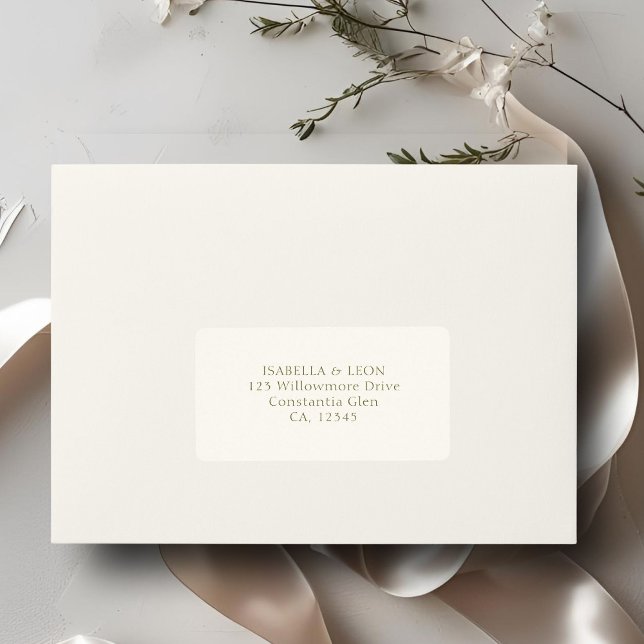 Elfenbein | Einfache Hochzeitsadresse Adressaufkleber (Von Creator hochgeladen)